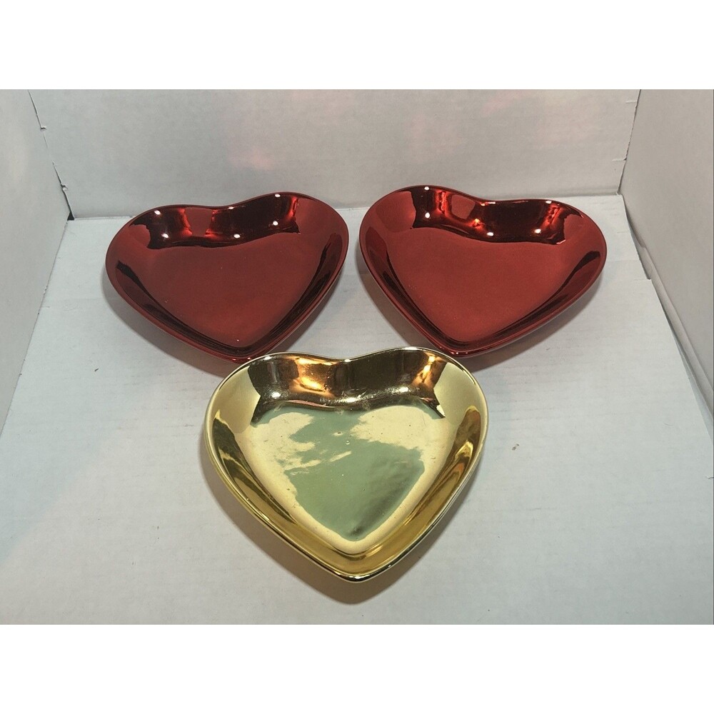 Set of 3 - Glass Heart Candy Dish - 6" x 5.5"